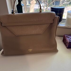 Alemi /Ameli Zurich  VIADUKT WORK Bag In Greige Pebbled Leather retails $930